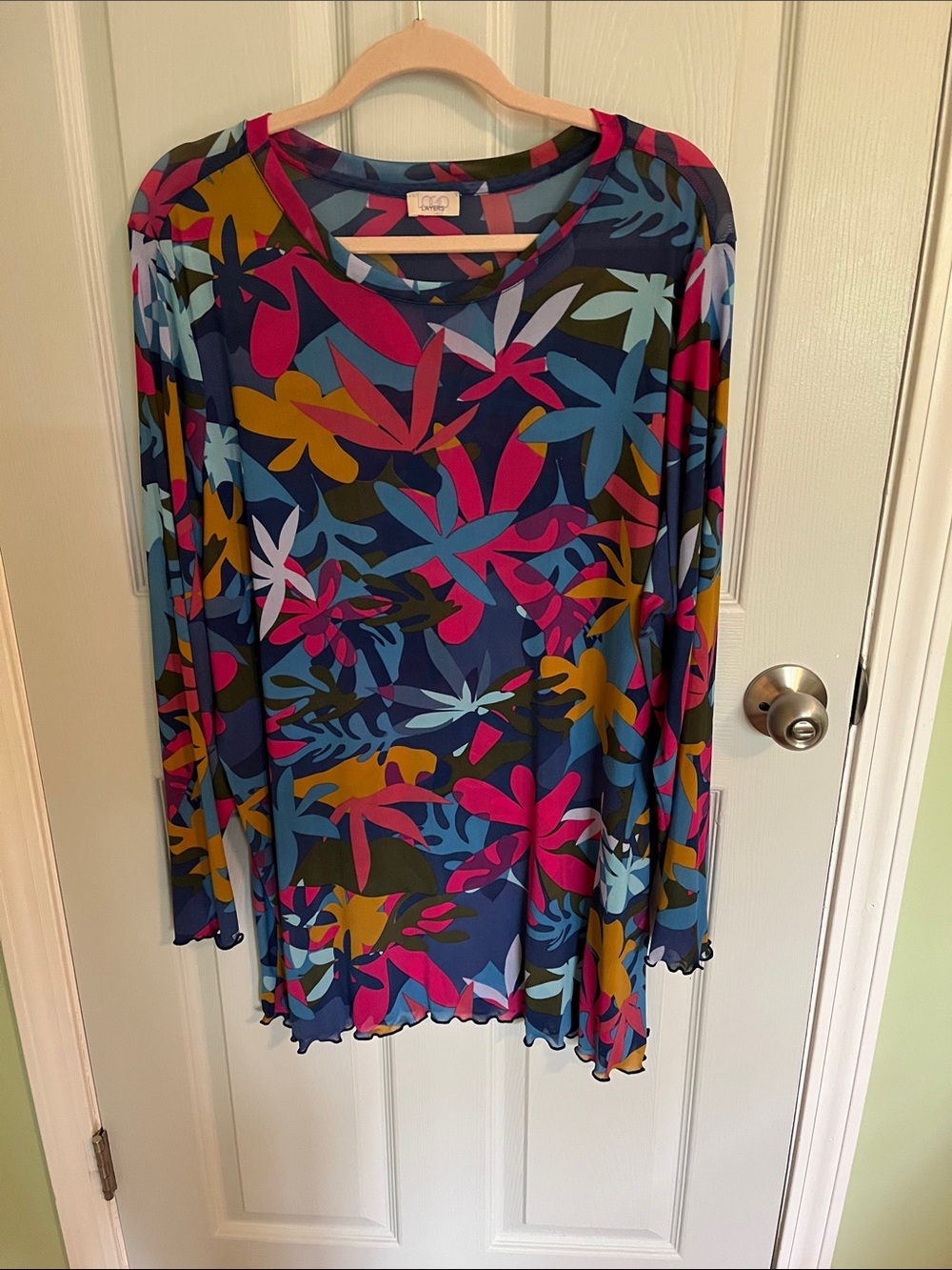 Women's Navy Multi Floral Long Sleeve Top